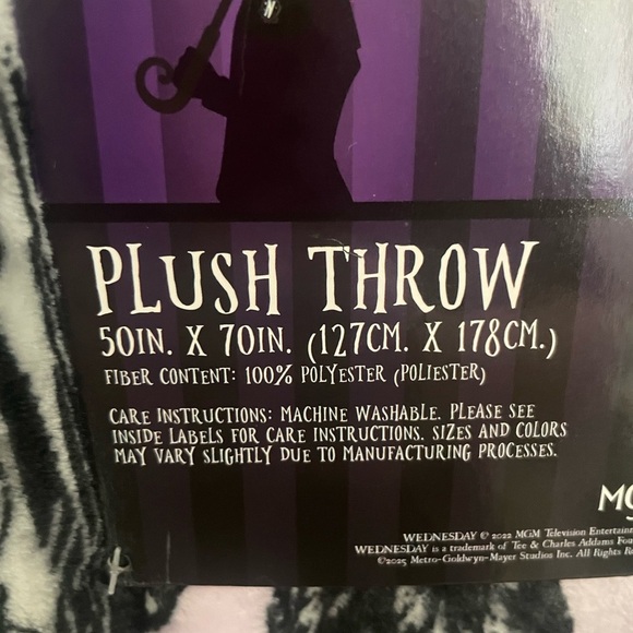 Wednesday Addams Family Plush Throw Blanket Purple Black 50x70 - Picture 2 of 4